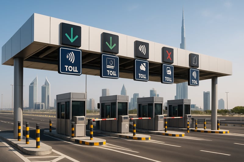 Modern toll road infrastructure in Dubai with advanced payment systems