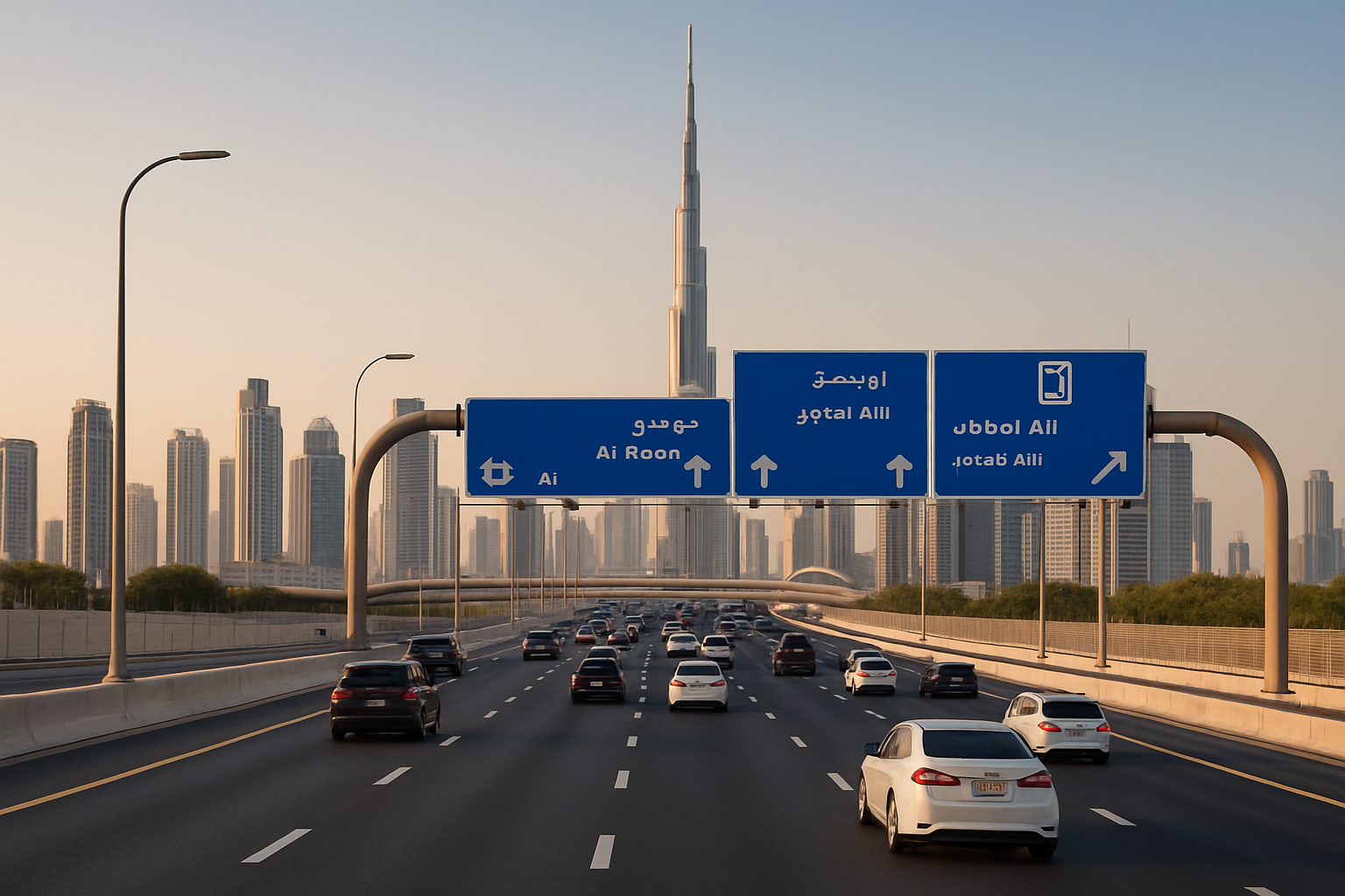 Smooth flowing traffic on a Dubai expressway